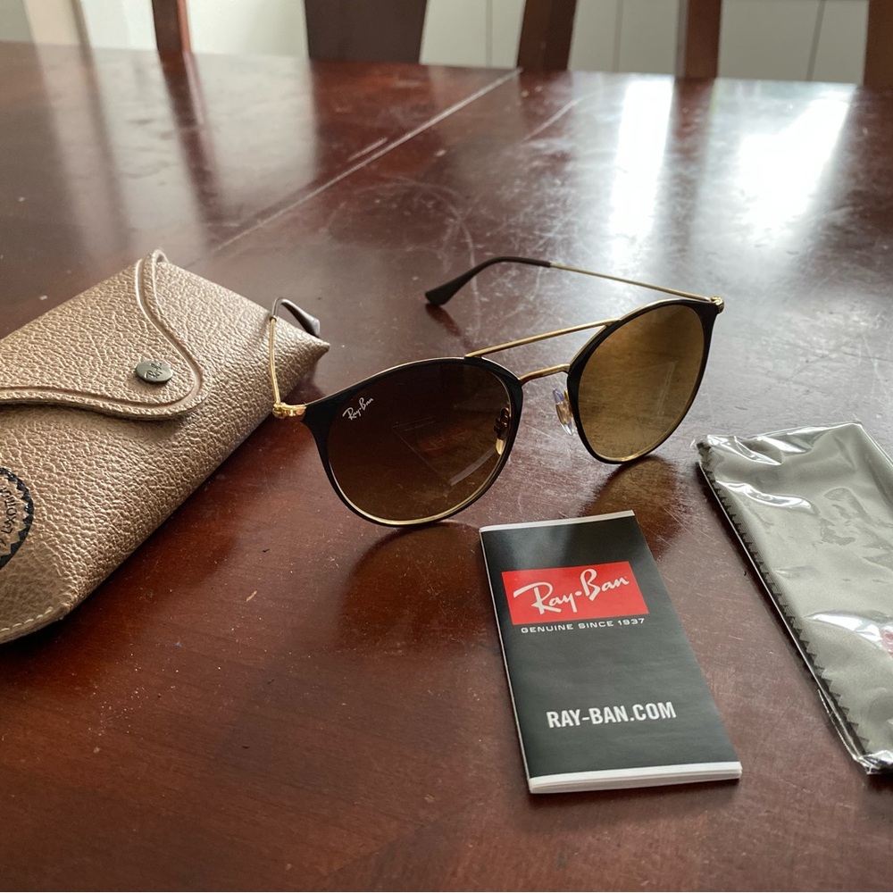 Ray-Ban Gold and Brown Sunglasses